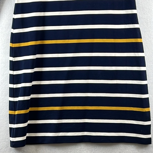 Ann Taylor Factory Dress Size Small Navy/White/Gold Stripe Rayon Blend Knit - Picture 5 of 9